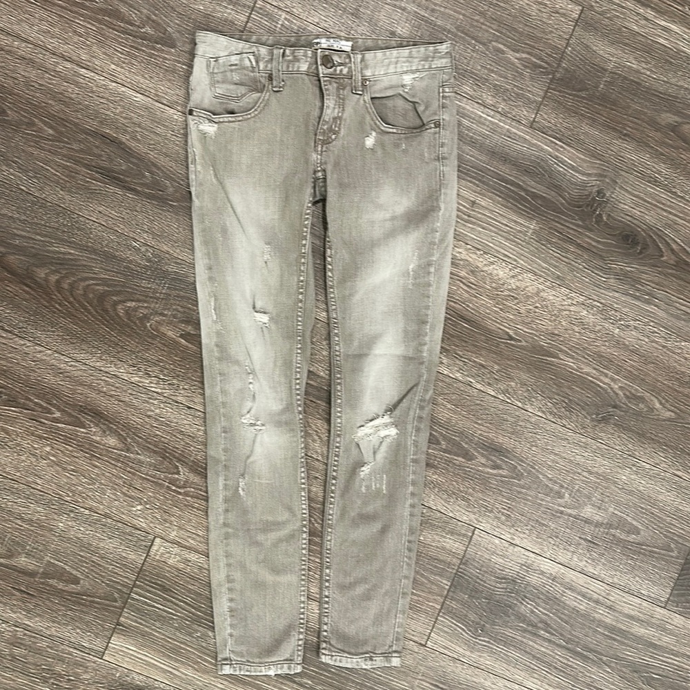 FREE PEOPLE Distressed Gray Jeans